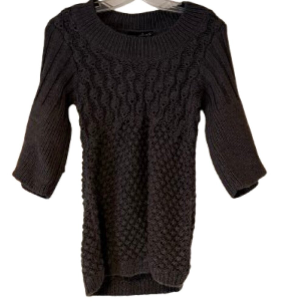 Will Smith Dark Gray Crocheted Wool Sweater - Medium